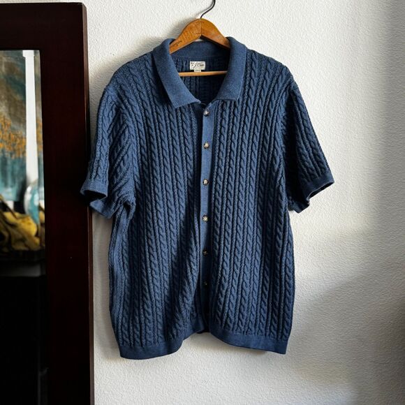 J.Crew Cable Knit Button Cardigan Blue L Men's Classic/Preppy/Grandpa - Picture 1 of 6